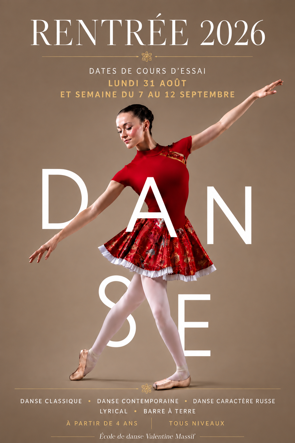 Affiche Rentrée 2026 - École de danse Valentine Massif